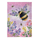 Pollinator Garden Pink Florals Bee Burlap Garden Flag