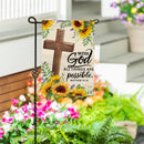 With God Anything Is Possible Burlap Flag Garden