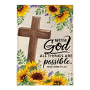 With God Anything Is Possible Burlap Flag House