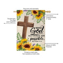 With God Anything Is Possible Burlap Flag House