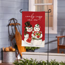 Vintage Snow Sweethearts Burlap Flag Garden