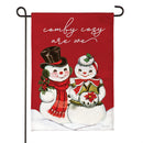 Vintage Snow Sweethearts Burlap Flag Garden