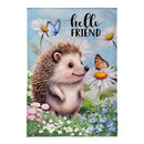 Hedgehog & Daisies Burlap Garden Flag