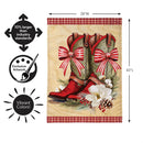 Howdy Holidays Bow Boots Burlap Flag House