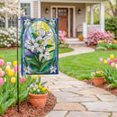 Stained Glass Easter Lilies Burlap Flag Garden