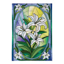 Stained Glass Easter Lilies Burlap Flag Garden