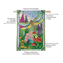 Stained Glass Dragonflies Burlap Flag House