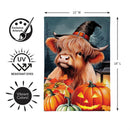 Haunted Highland Cow Burlap Flag Garden