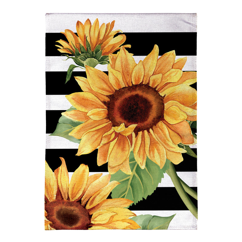 Striped Sunflowers Burlap Garden Flag