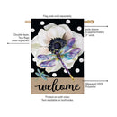 Radiant Dragonfly Welcome Burlap Flag House