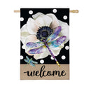 Radiant Dragonfly Welcome Burlap Flag House