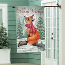 Winter Grove Fox Burlap Flag House