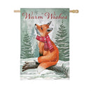 Winter Grove Fox Burlap Flag House