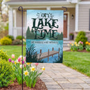 On Lake Time Burlap Flag Garden