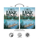 On Lake Time Burlap Flag Garden