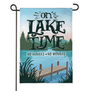 On Lake Time Burlap Flag Garden