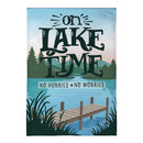On Lake Time Burlap Flag House
