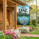 On Lake Time Burlap Flag House
