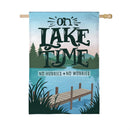 On Lake Time Burlap Flag House
