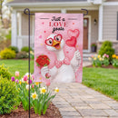 Just a Love Goose Burlap Garden Flag Garden