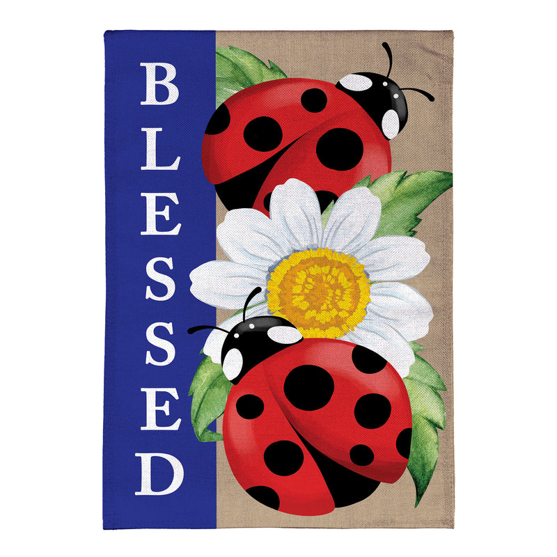 Welcoming Ladybugs Burlap Garden Flag