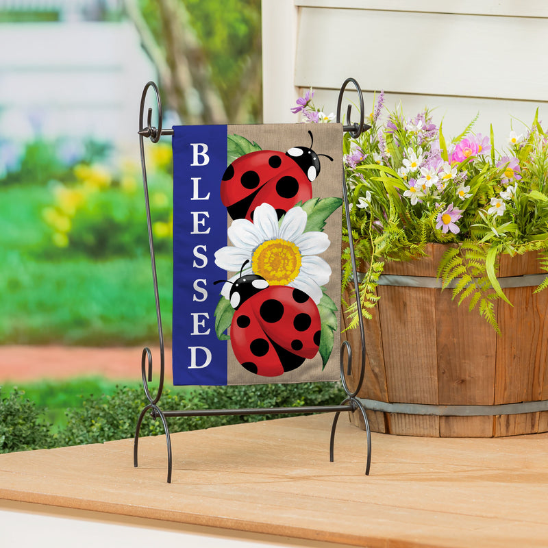 Welcoming Ladybugs Burlap Garden Flag