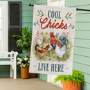 Petal & Plow Cool Chicks Burlap House Flag