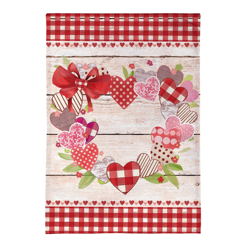 Country Heart Wreath Burlap House Flag