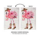 Western Flamingo  Burlap Garden Flag