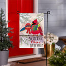 Winter Cheer Portly Birds Burlap Flag Garden
