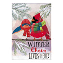 Winter Cheer Portly Birds Burlap Flag Garden