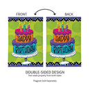 Ric Rac Happy Birthday Cake Burlap House Flag