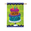 Ric Rac Happy Birthday Cake Burlap House Flag