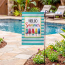 Hello Summer Burlap Garden Flag Garden