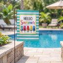 Hello Summer Burlap Garden Flag Garden