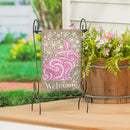 Welcome Leaf Pattern Bunny Burlap Garden Flag