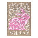 Welcome Leaf Pattern Bunny Burlap Garden Flag