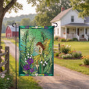 Stained Glass Garden Fairy Burlap Flag Garden