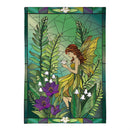 Stained Glass Garden Fairy Burlap Flag Garden