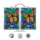 Stained Glass Butterfly Burlap Flag Garden