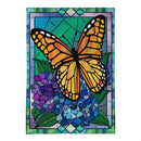 Stained Glass Butterfly Burlap Flag House