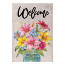 Floral Jar Welcome Burlap Garden Flag