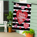 Striped Hearts Burlap House Flag