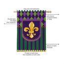 Fleur de Lis Patterned Burlap Flag House