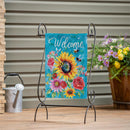 Colorful Summer Blooms Burlap Garden Flag