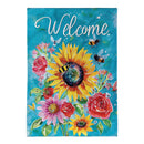 Colorful Summer Blooms Burlap Garden Flag