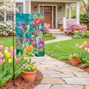 Hummingbird Haven Burlap Garden Flag Garden