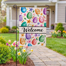 Colorful Egg Welcome Burlap Flag Garden