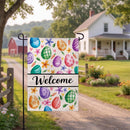 Colorful Egg Welcome Burlap Flag Garden