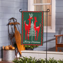 Holiday Deer and Tree Burlap Flag With Rippled Edge Garden